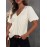 Satin Puff Sleeve V Neck Blouse