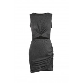 Black Crew Neck Sleeveless Twist Hollow-out Bodycon Mini Dress Black Crew Neck Sleeveless Twist Hollow-out Bodycon Mini Dress